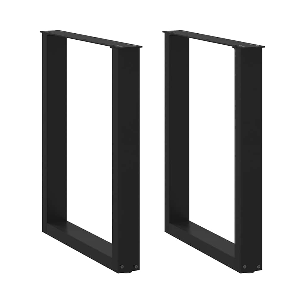 vidaXL Patas para mesa de comedor en forma de U (2 unidades), color negro, 60 x 72-73 cm, acero
