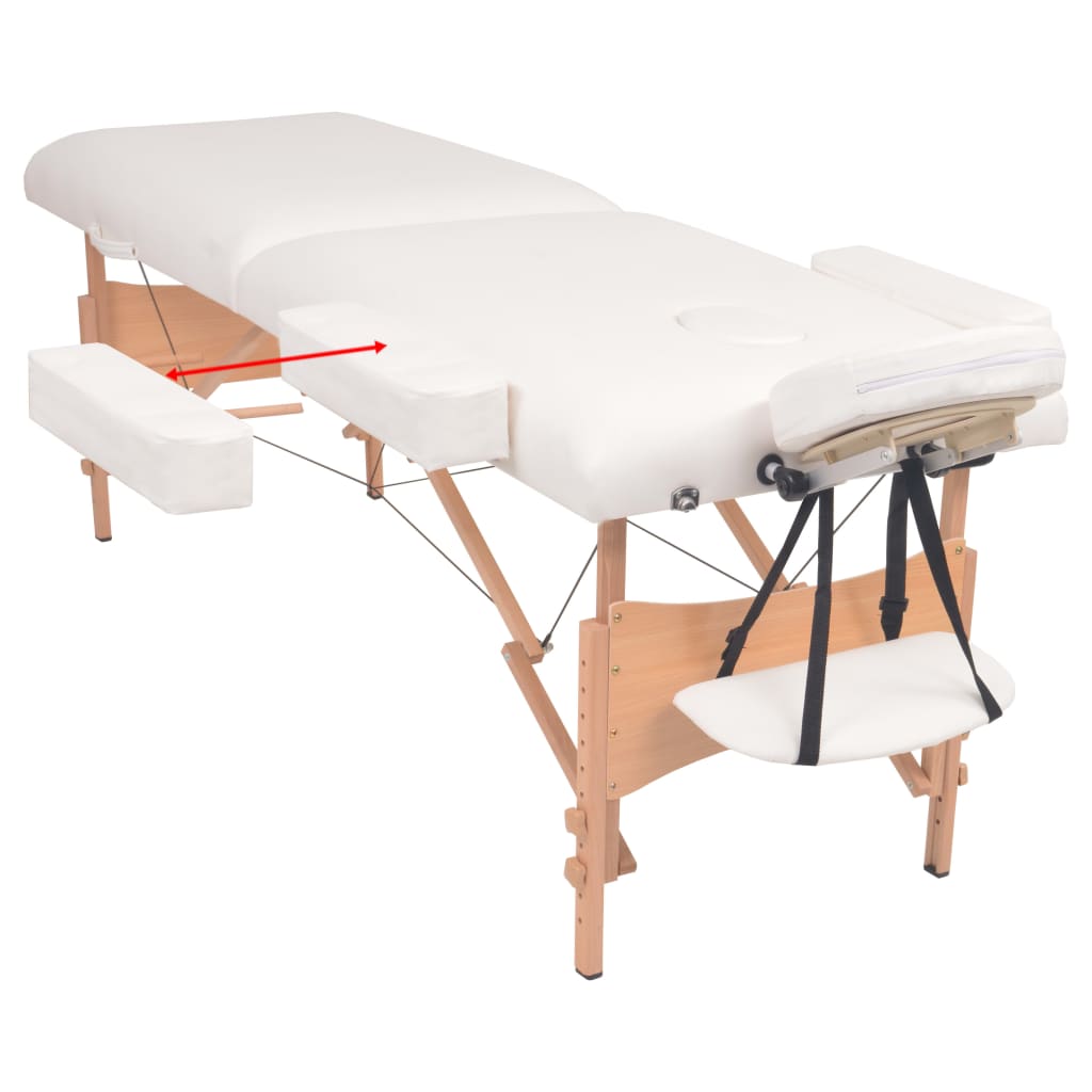 vidaXL Massageliege 2-Zonen mit Hocker Klappbar 10 cm Sitz Weiß - Image 3