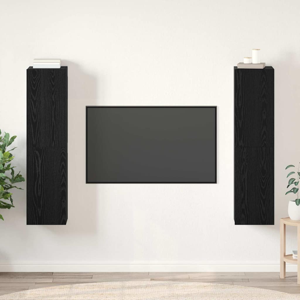 vidaXL Ensemble meuble TV Montage mural Chêne noir Bois d'ingénierie
