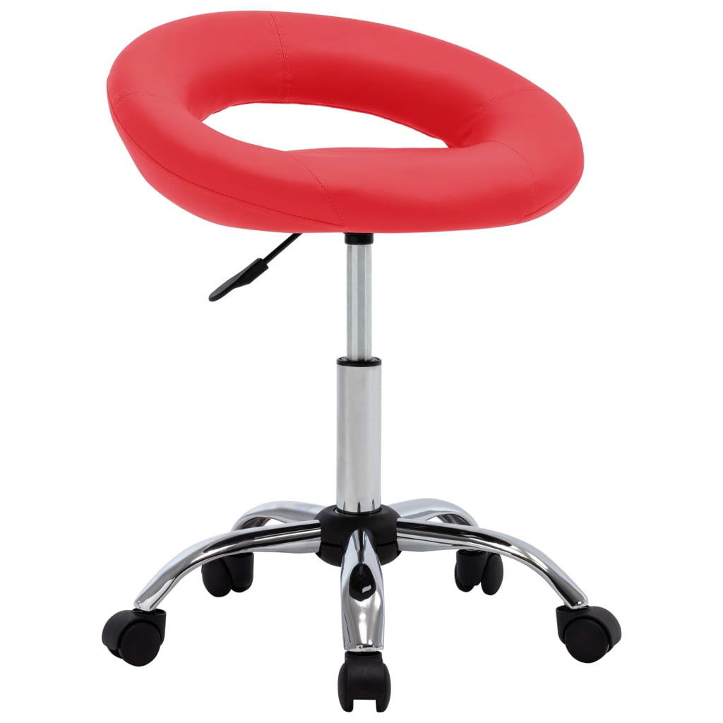 vidaXL Chaise de travail roulante Rouge Similicuir