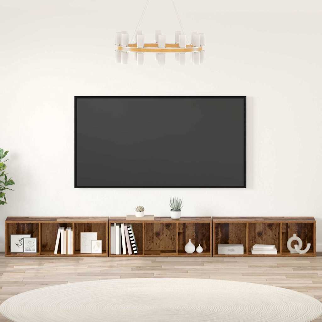 vidaXL Ensemble meuble TV 3 pcs Bois Ancien 37 x 35 x 107,5 cm