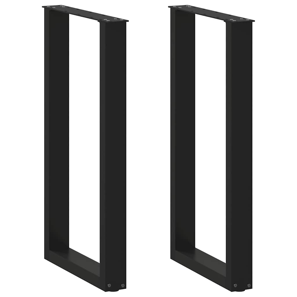 vidaXL Patas para mesa de bar en forma de U (2 unidades), color negro, 50 x (90-91) cm, acero