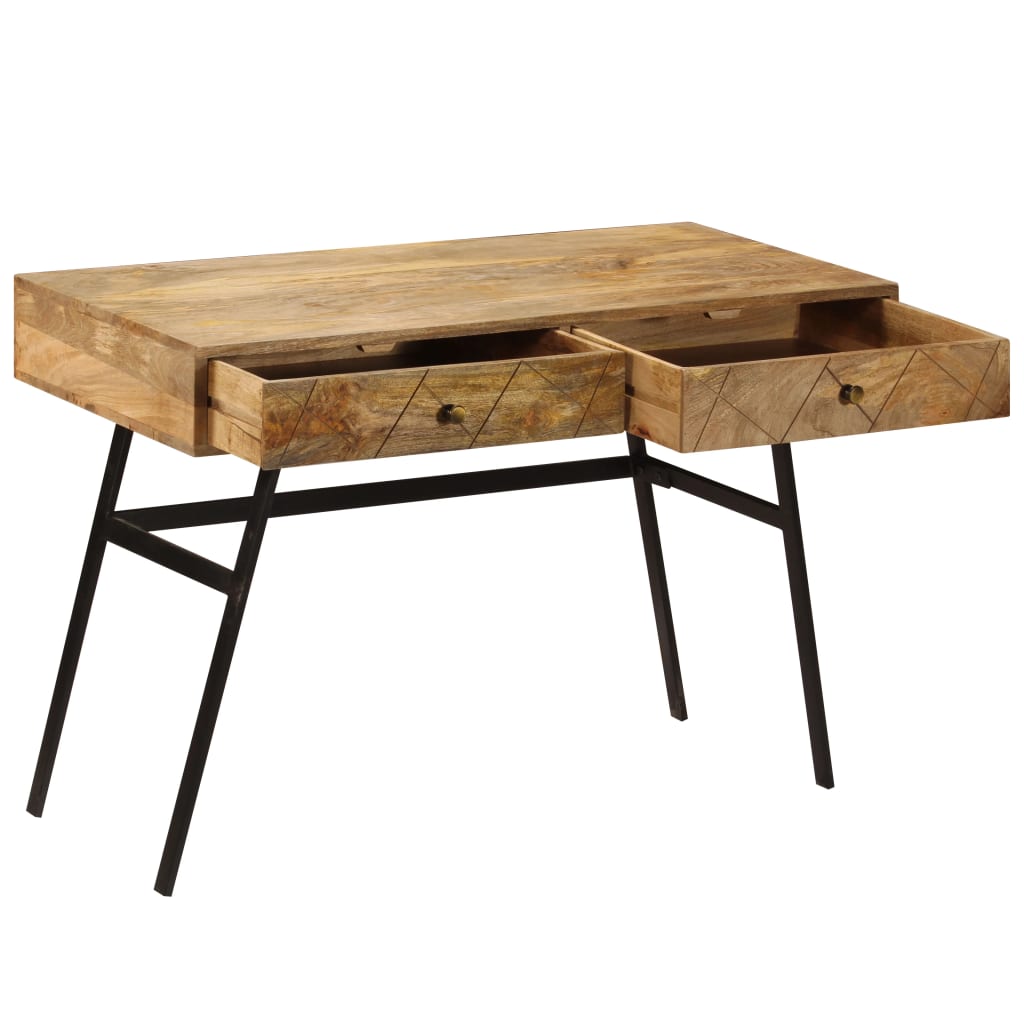 vidaXL Schreibtisch mit Schubladen Massivholz Mango 110×50×76 cm - Image 4