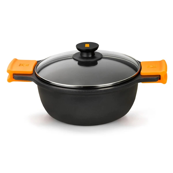 Casseruola con coperchio in vetro BRA A270332 Nero Ø 32 cm