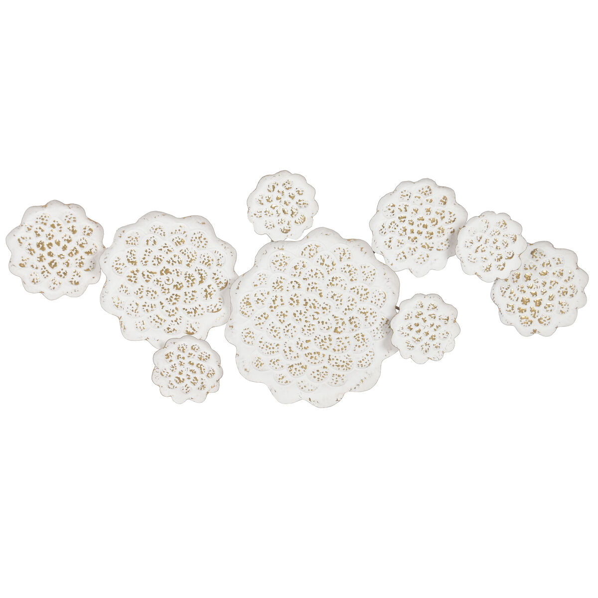 Statua Decorativa Home ESPRIT Bianco Dorato Fiore Decapaggio 137 X 11 X 56,5 CM
