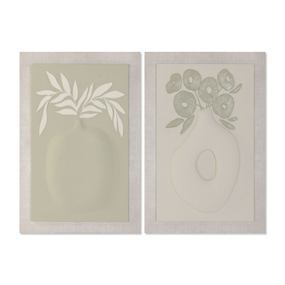 Tela Home ESPRIT Verde Beige Vaso Scandinavo 80 x 3 x 120 cm 80 X 10 X 120 CM (2 Unità)