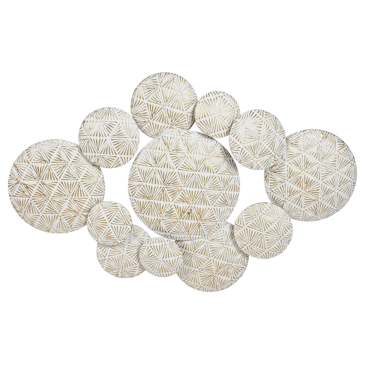 Statua Decorativa Home ESPRIT Bianco Dorato Cerchi Decapaggio 102 X 7 X 74 CM