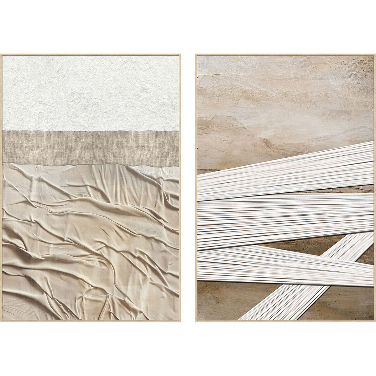 Tela Home ESPRIT Bianco Beige Moderno Città (2 Unità)