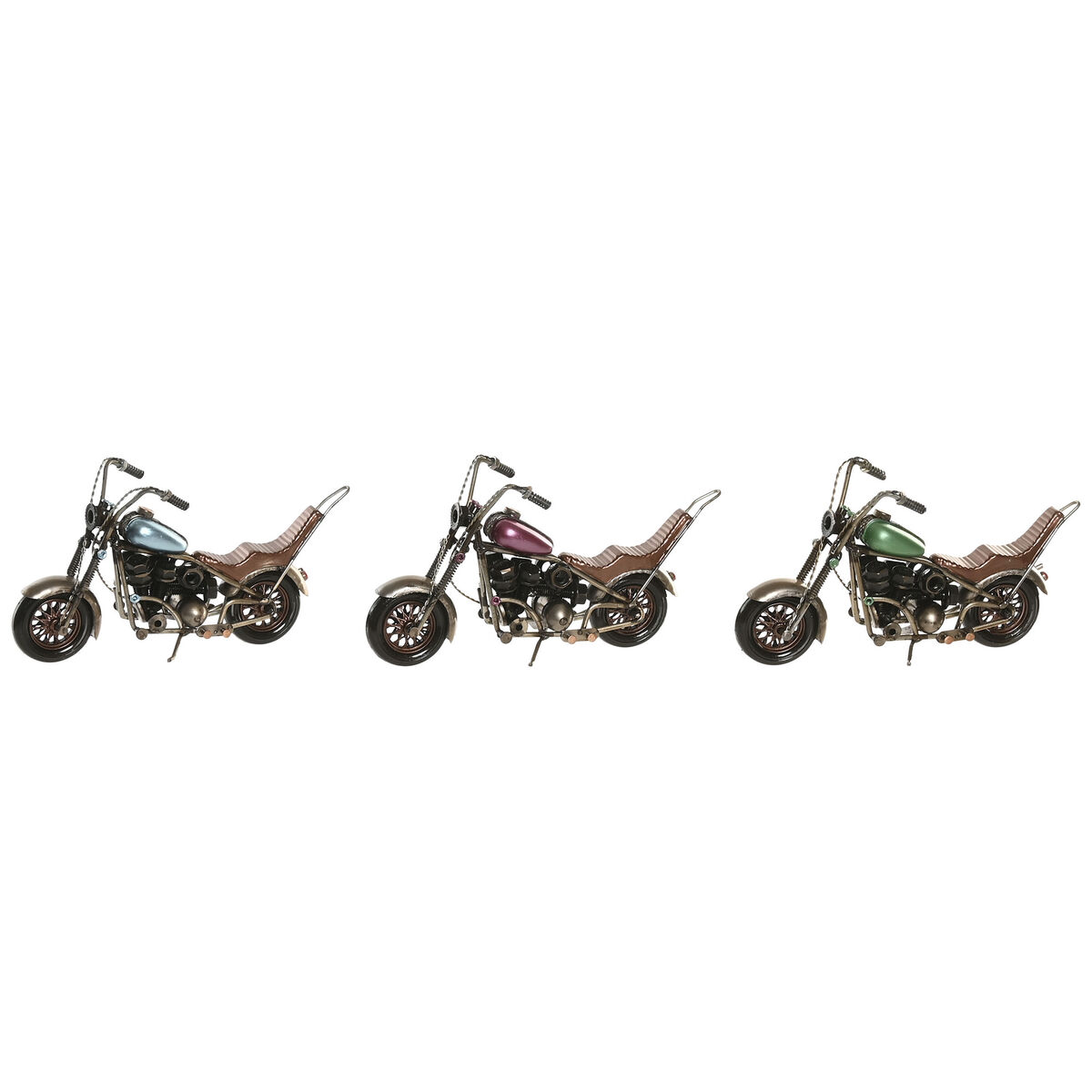 Statua Decorativa Home ESPRIT Azzurro Verde Lilla Moto Vintage 23 x 8 x 11 cm (3 Unità)