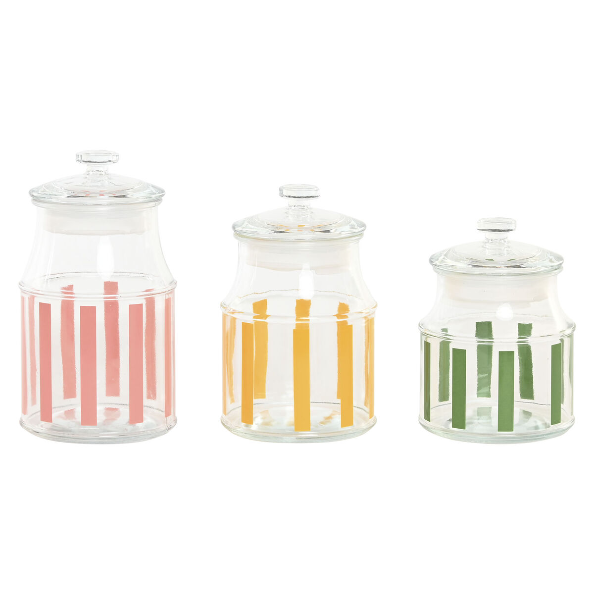 Set di 3 Barattoli Home ESPRIT Multicolore Righe Moderno 1 L 1,2 L 3 Pezzi