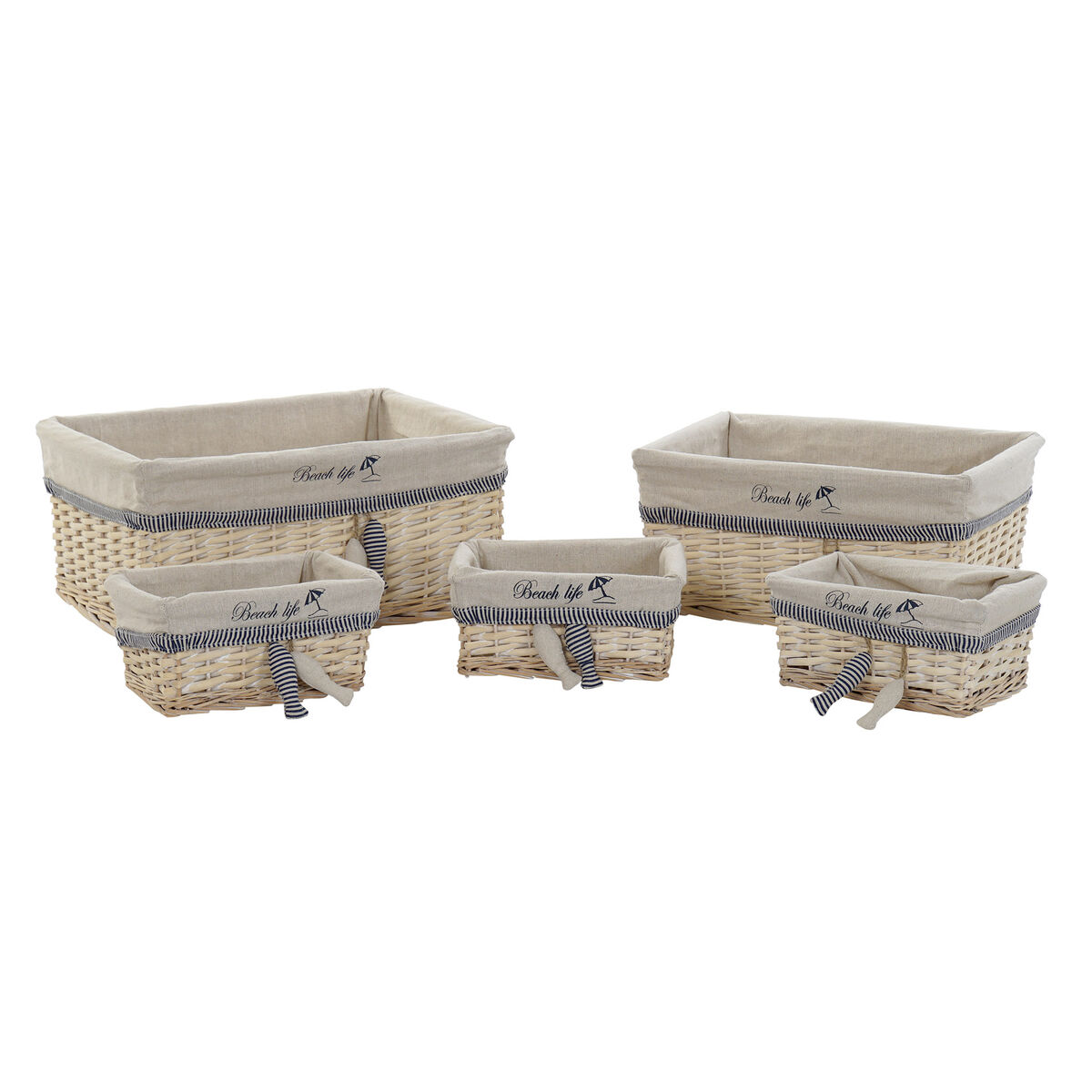Set di Cestini DKD Home Decor Spirali Mediterraneo 48 x 38 x 13 cm