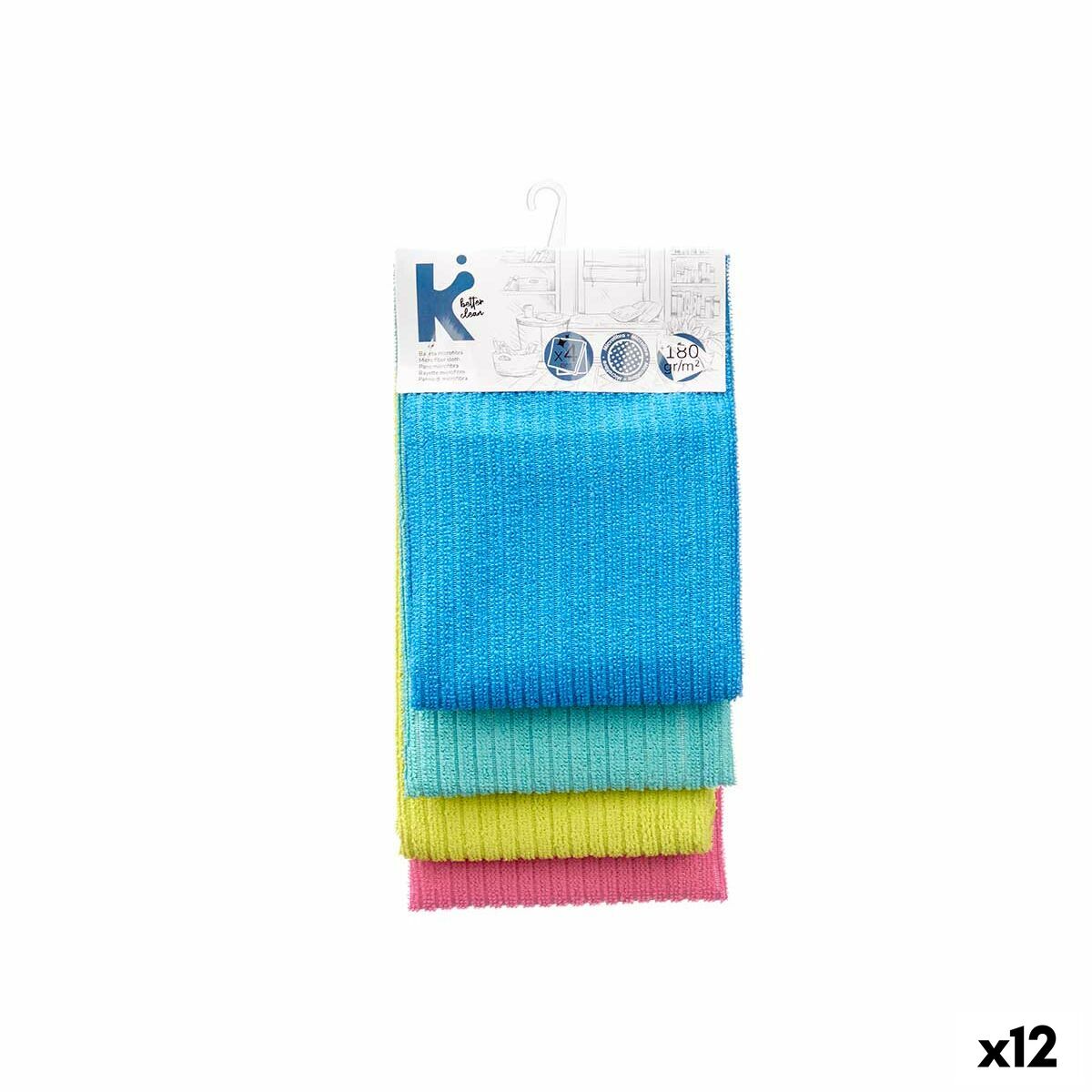 Set di Asciugamani da Cucina Azzurro Verde Rosa Turchese 40 x 60 cm 15 x 31 x 5 cm (12 Unità)