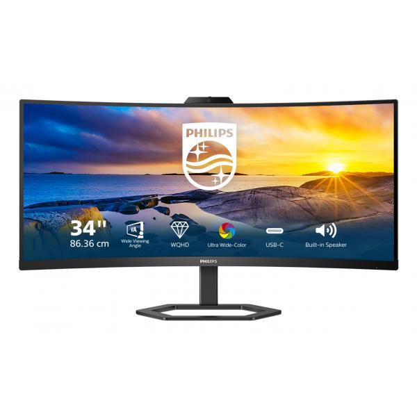 Philips Monitor Curvo 34 Wled Va 21:9 Uwqhd 4ms, Dp/hdmi, UsB-C Docking, Webcam, Reg Altezza, Multim