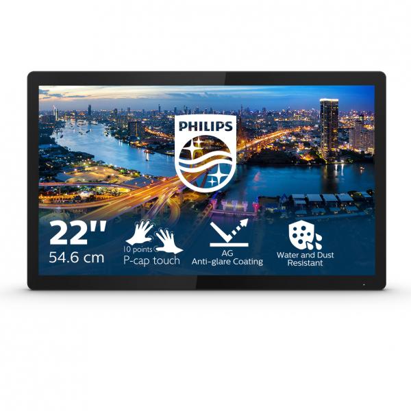 Philips Monitor Touch 21,5 Led Ips 16:9 Fhd, 4ms 400 Cdm, Ip65, Vga/dvi/hdmi/dp  Senza Base