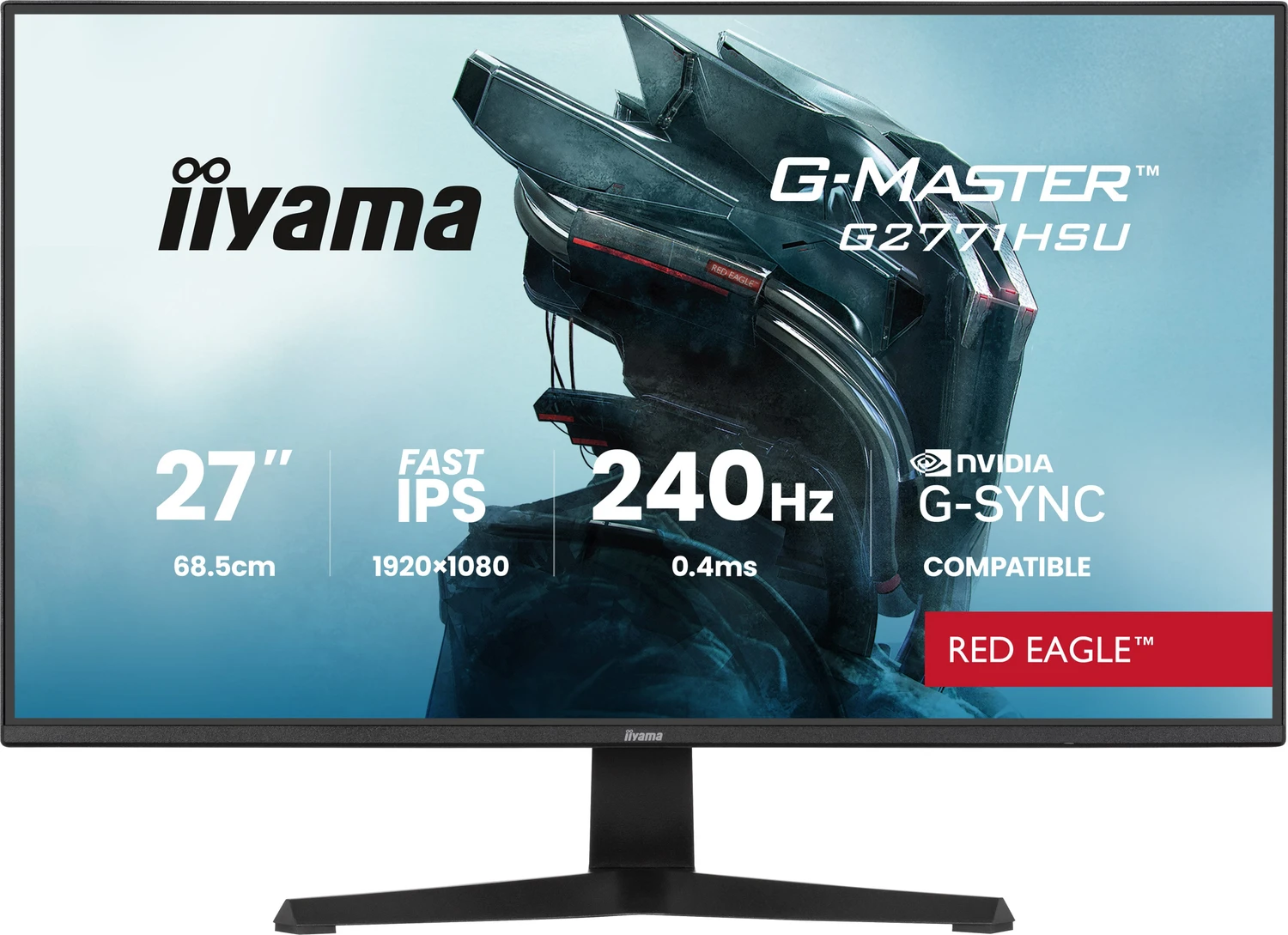 Iiyama G-Master G2771hsU-B1 Red Eagle GaminG-Monitor 68.6 Cm (27"), Schwarz (matt), Fullhd, FasT-Ips, Hdmi, Dp, G-Sync Komp., UsB-Hub, 240hz Panel (g