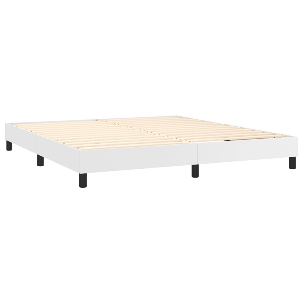 vidaXL Boxspringbett mit Matratze & LED Weiß 180x200 cm Kunstleder - Image 5