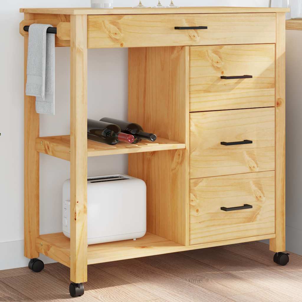 vidaXL Küchenwagen MONZA 84x40x88,5 cm Massivholz Kiefer