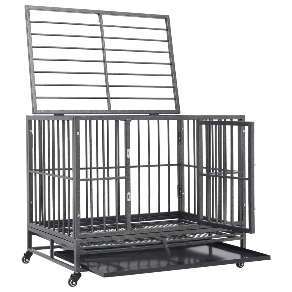 vidaXL Hundekäfig mit Rollen Stahl 92x62x76 cm - Image 5