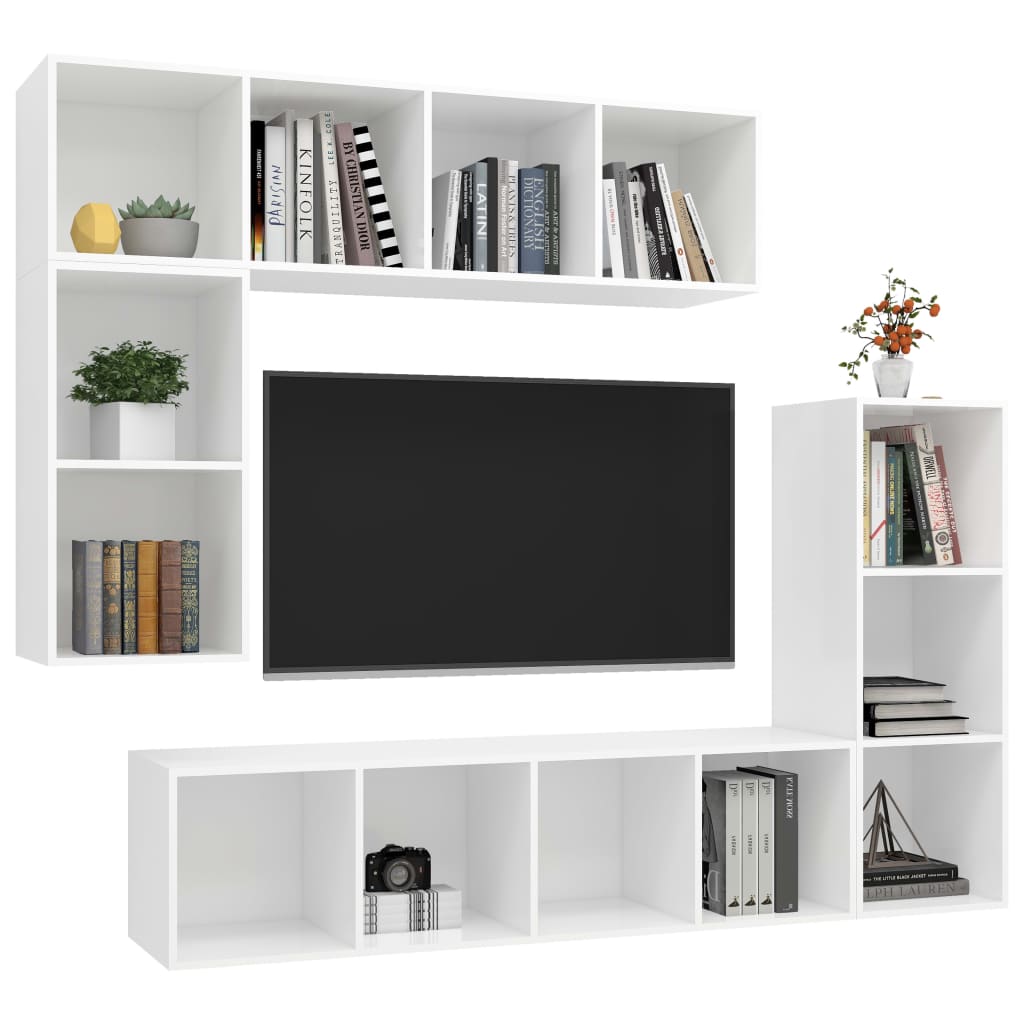 vidaXL Ensemble de meubles TV 4 pcs Blanc Bois d'ingénierie - Image 3