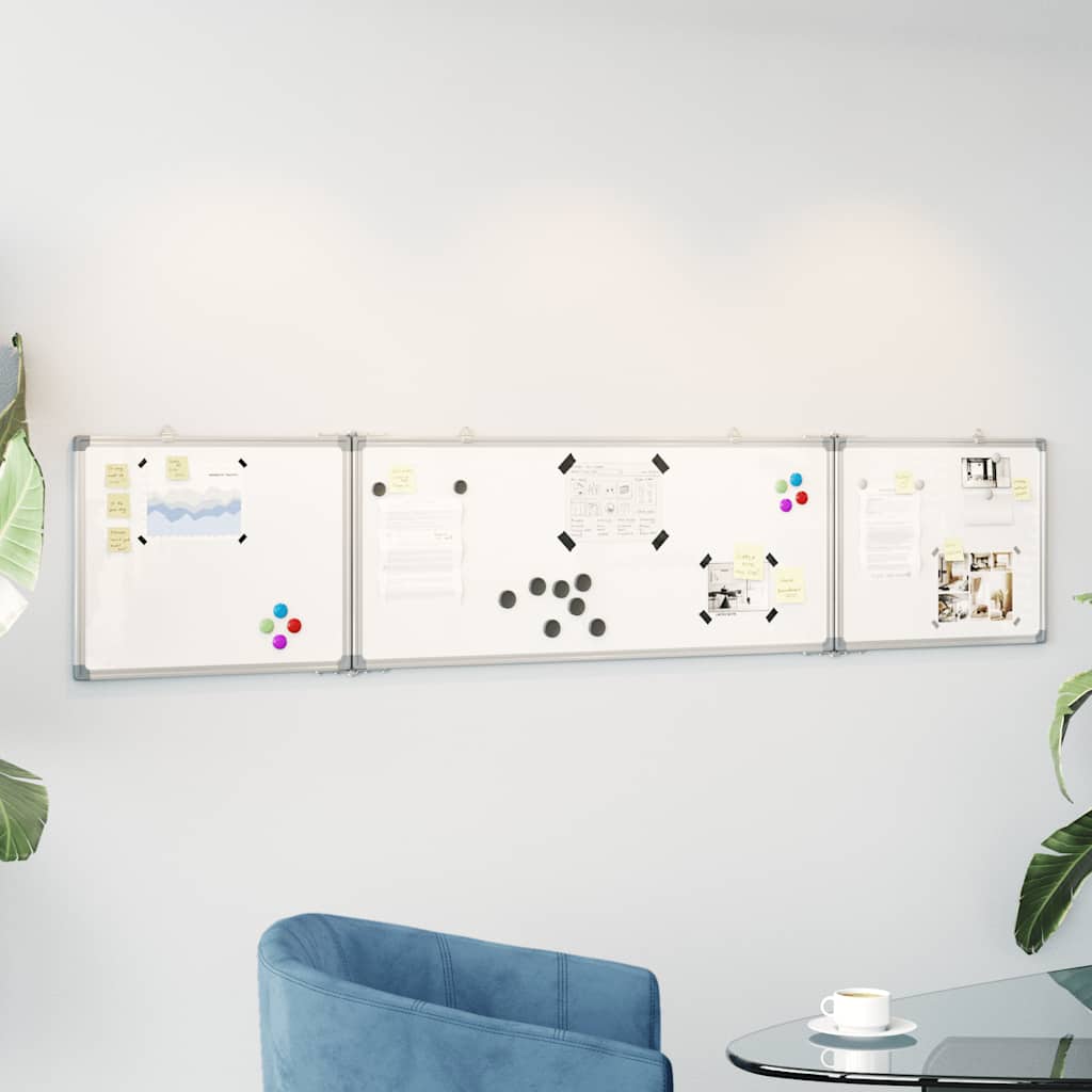 vidaXL Tableau blanc magnétique pliable 200x40x1,7 cm aluminium