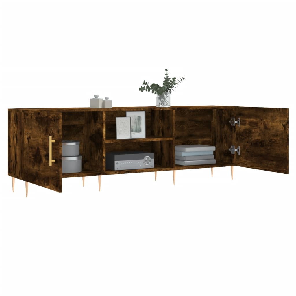 vidaXL Mueble de TV madera de ingeniería roble ahumado 150x30x50 cm - Image 4