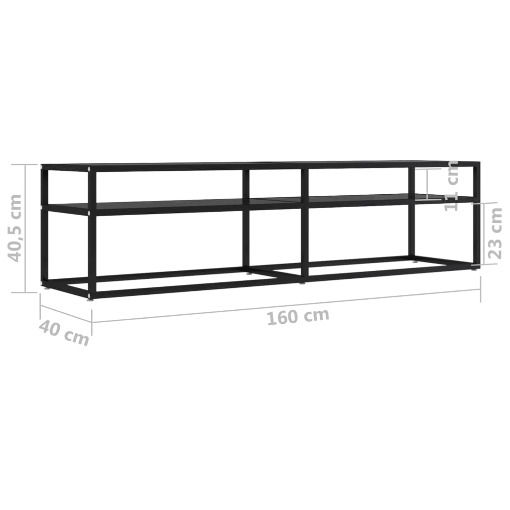 vidaXL Mueble para TV vidrio templado negro 160x40x40,5 cm - Image 6