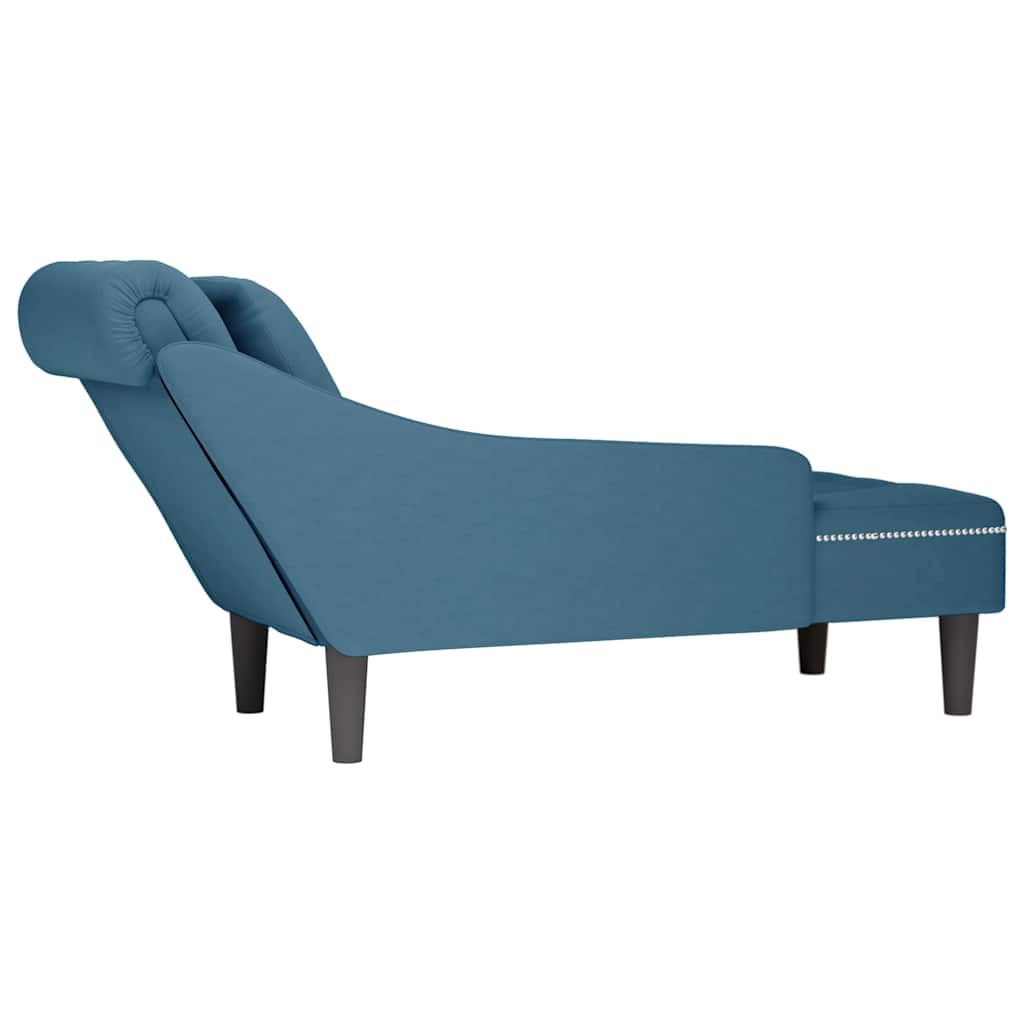 vidaXL Tumbona con almohada y reposabrazo derecho terciopelo azul - Image 6