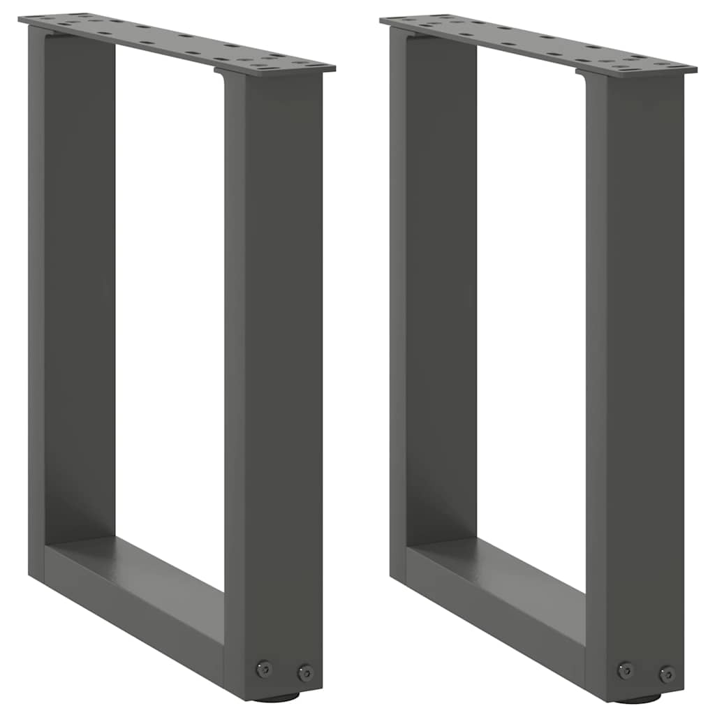 vidaXL Patas para mesa de centro en forma de U (2 unidades), antracita, 28 x (42-43) cm, acero