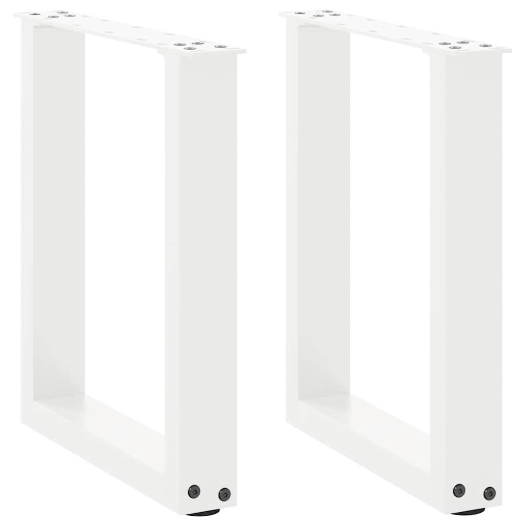 vidaXL Patas para mesa de centro en forma de U (2 unidades), color blanco, 38 x 42-43 cm, acero