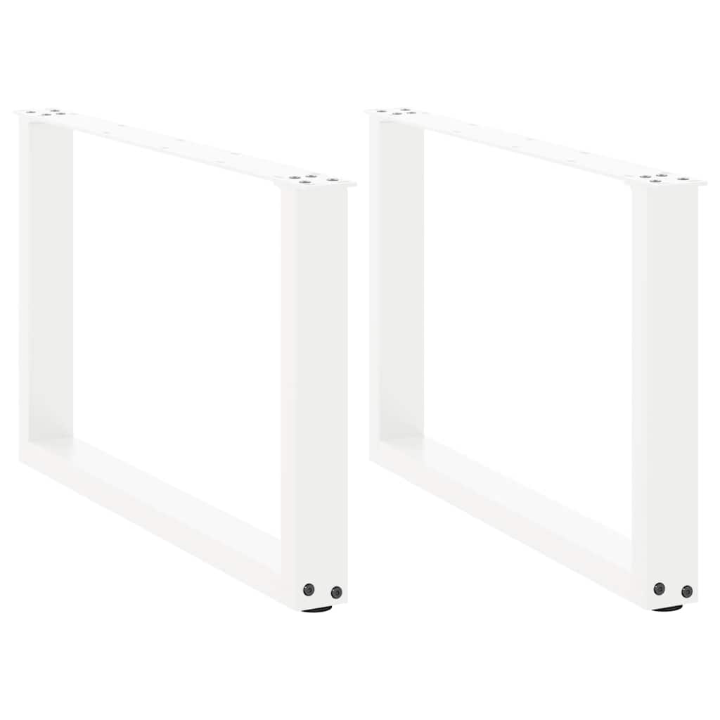vidaXL Patas para mesa de centro en forma de U (2 unidades), color blanco, 60 x (42-43) cm, acero