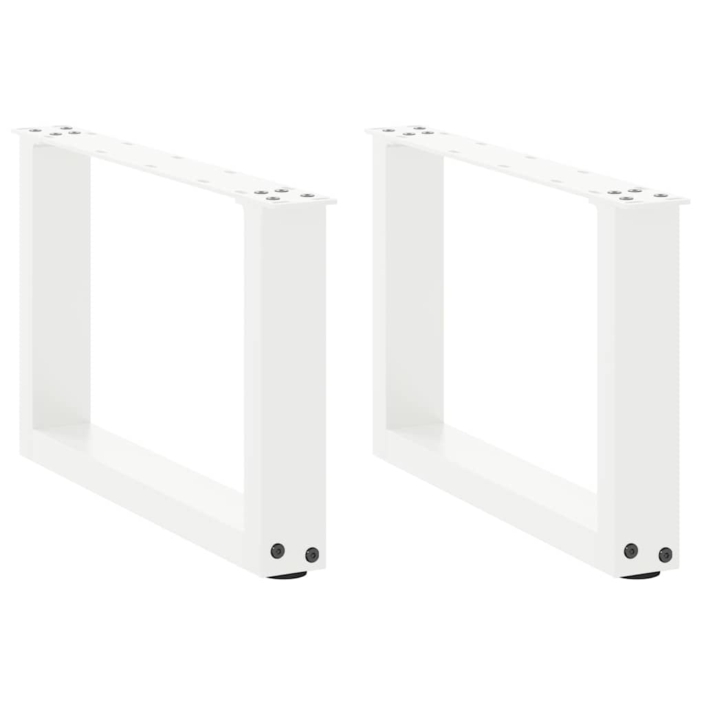 vidaXL Patas para mesa de centro en forma de U (2 unidades), color blanco, 50 x (30-31) cm, acero