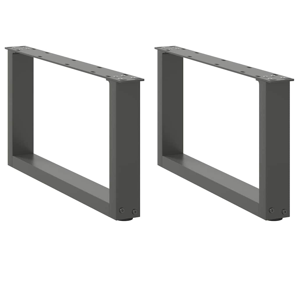 vidaXL Patas para mesa de centro en forma de U (2 unidades), antracita, 70 x (30-31) cm, acero