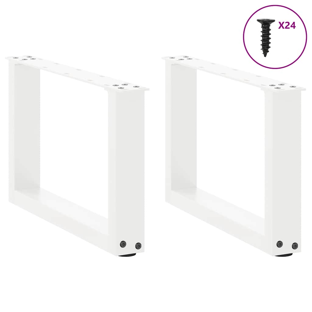 vidaXL Patas para mesa de centro en forma de U (2 unidades), color blanco, 50 x (30-31) cm, acero - Image 3