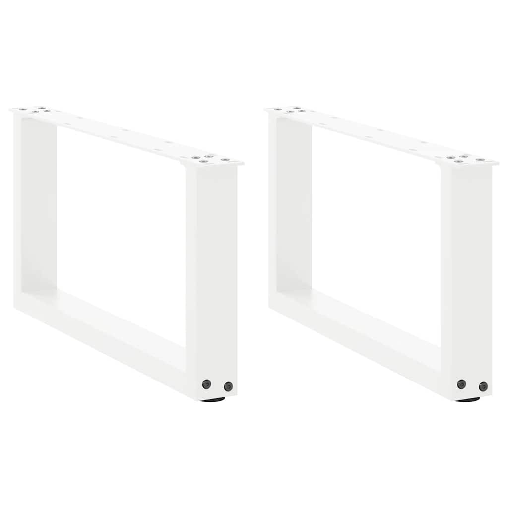 vidaXL Patas para mesa de centro en forma de U (2 unidades), color blanco, 70 x (30-31) cm, acero