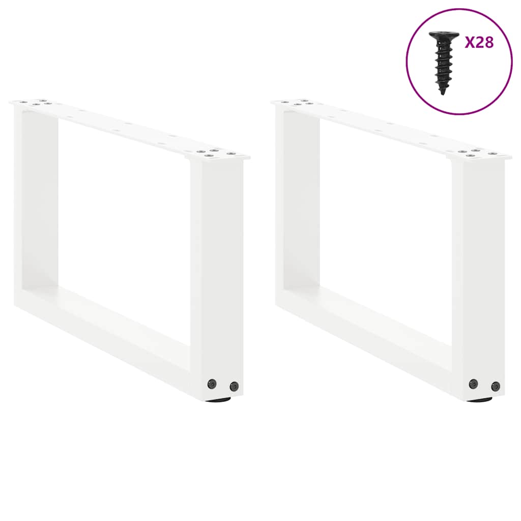 vidaXL Patas para mesa de centro en forma de U (2 unidades), color blanco, 70 x (30-31) cm, acero - Image 3