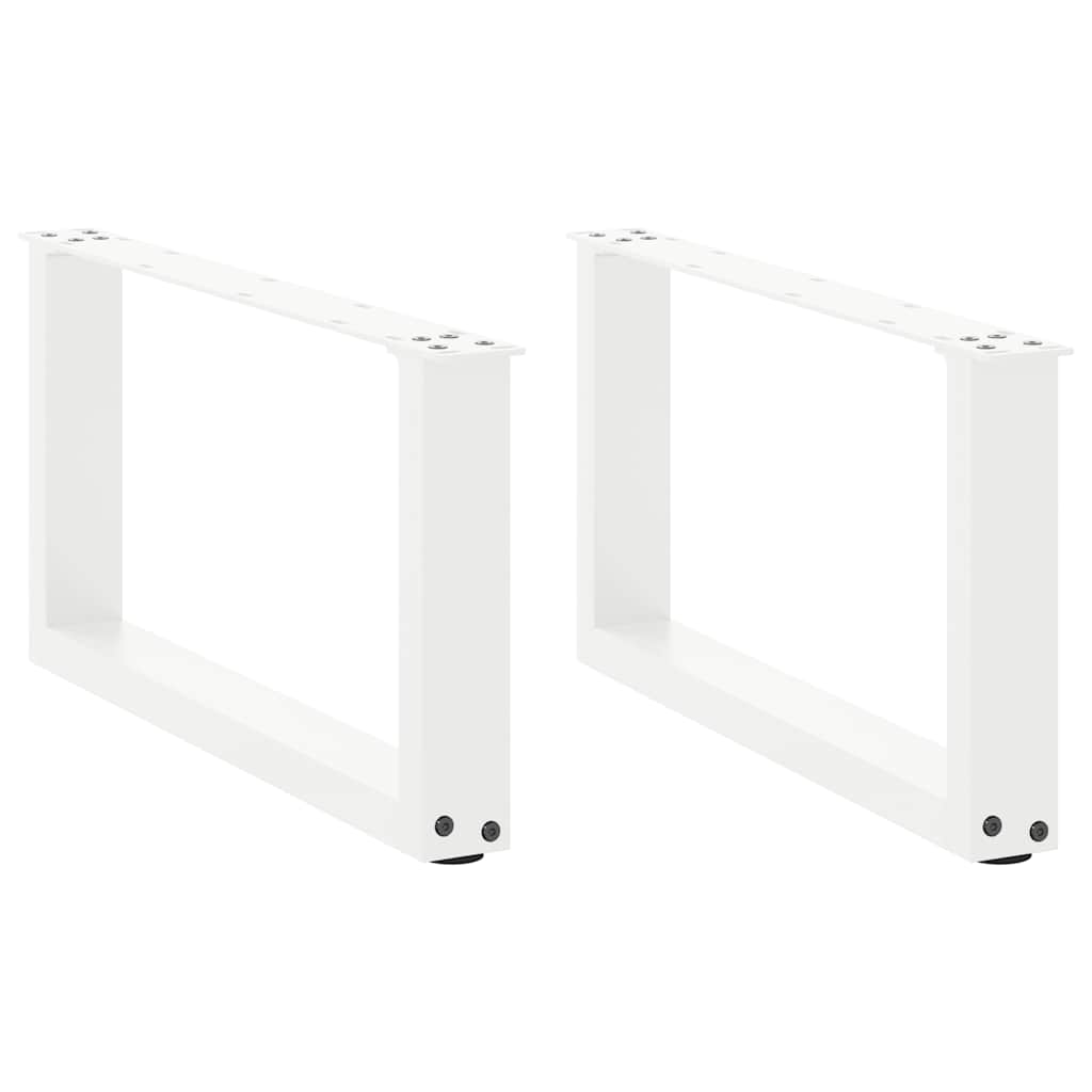 vidaXL Patas para mesa de centro en forma de U (2 unidades), color blanco, 60 x (30-31) cm, acero