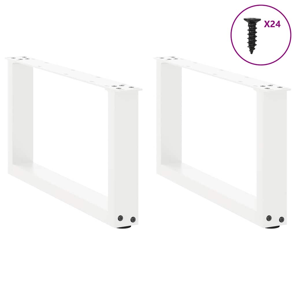 vidaXL Patas para mesa de centro en forma de U (2 unidades), color blanco, 60 x (30-31) cm, acero - Image 3