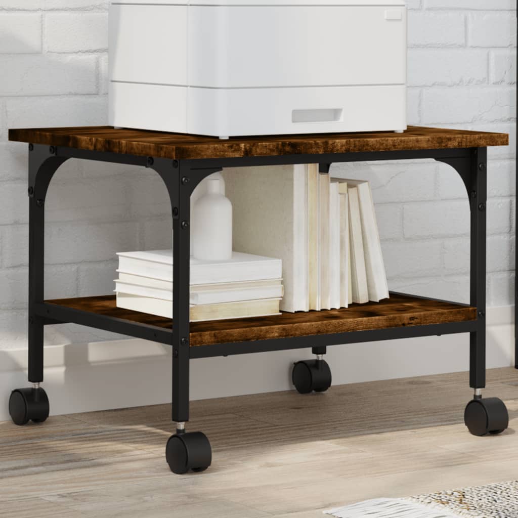 vidaXL Soporte de impresora 2 niveles roble ahumado 50x40x38 cm