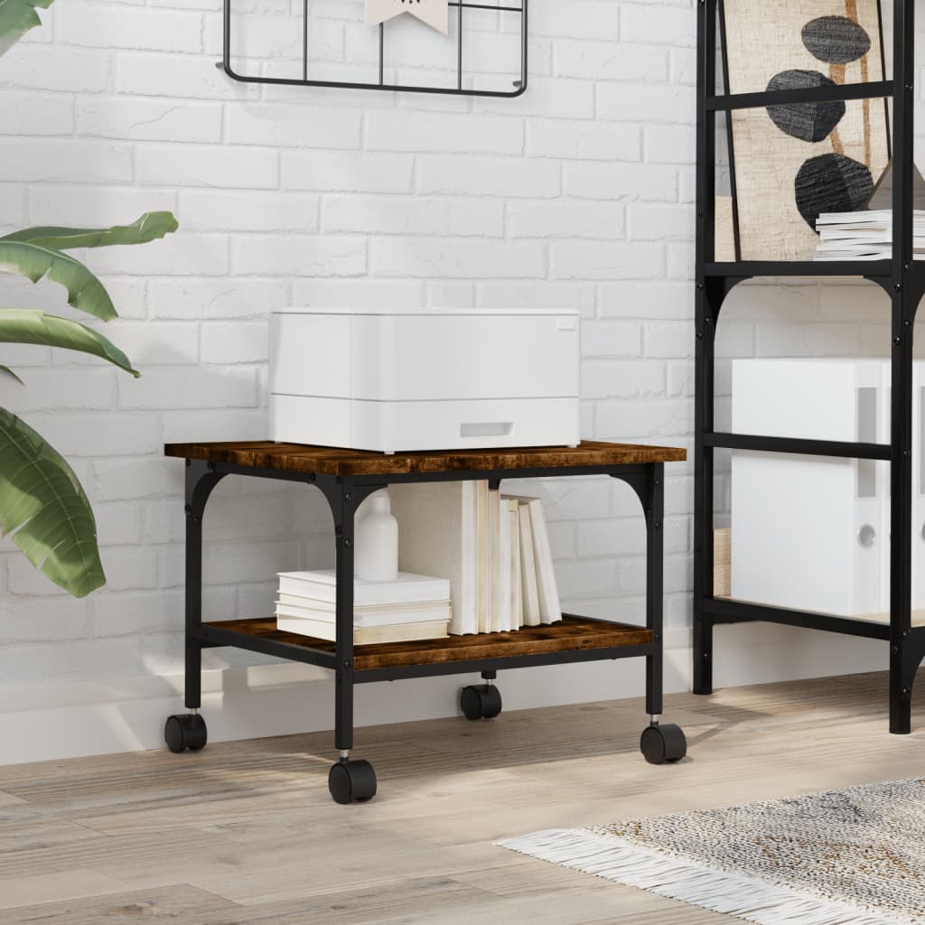 vidaXL Soporte de impresora 2 niveles roble ahumado 50x40x38 cm - Image 4