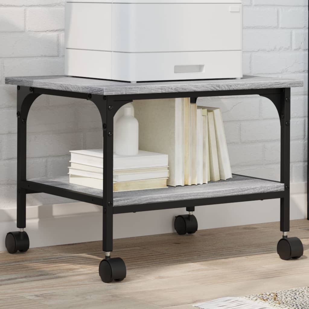 vidaXL Soporte de impresora 2 niveles gris Sonoma 50x40x38 cm
