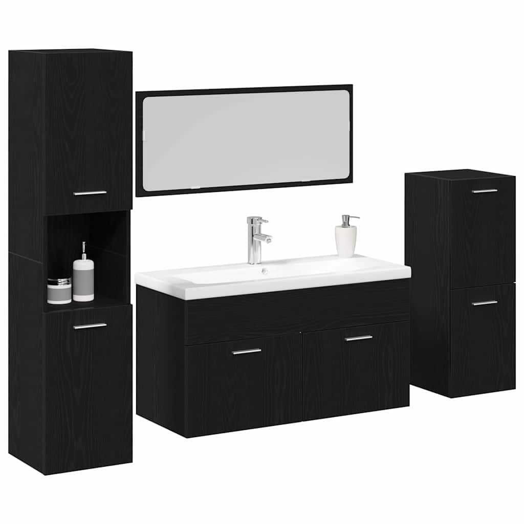 vidaXL Ensemble de mobilier de salle de bain 4 pcs Chêne noir - Image 3
