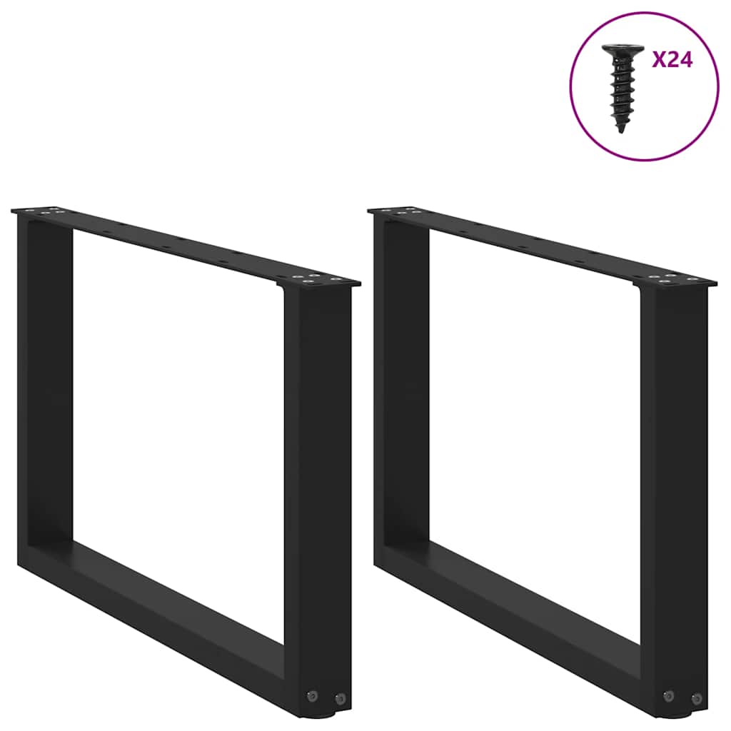 vidaXL Patas para mesa de centro en forma de U (2 unidades), color negro, 60 x (42-43) cm, acero - Image 3