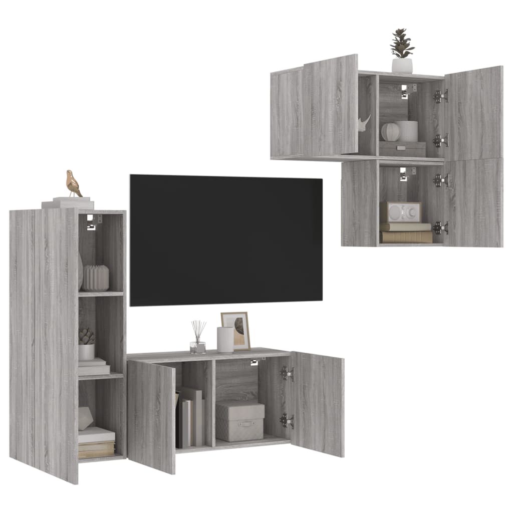 vidaXL Unités murales TV 4 pcs sonoma gris bois d'ingénierie