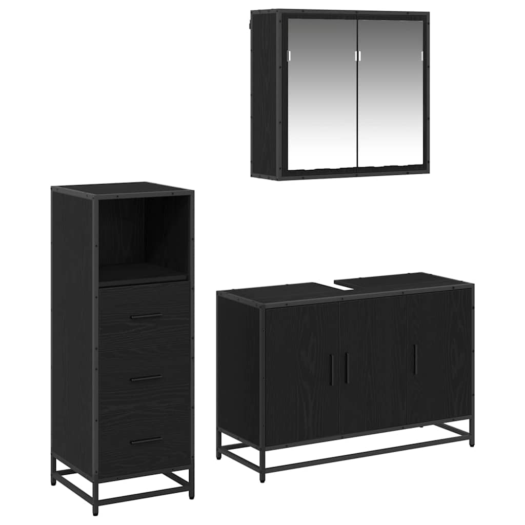 vidaXL Ensemble de mobilier de salle de bain 3 pcs Chêne noir