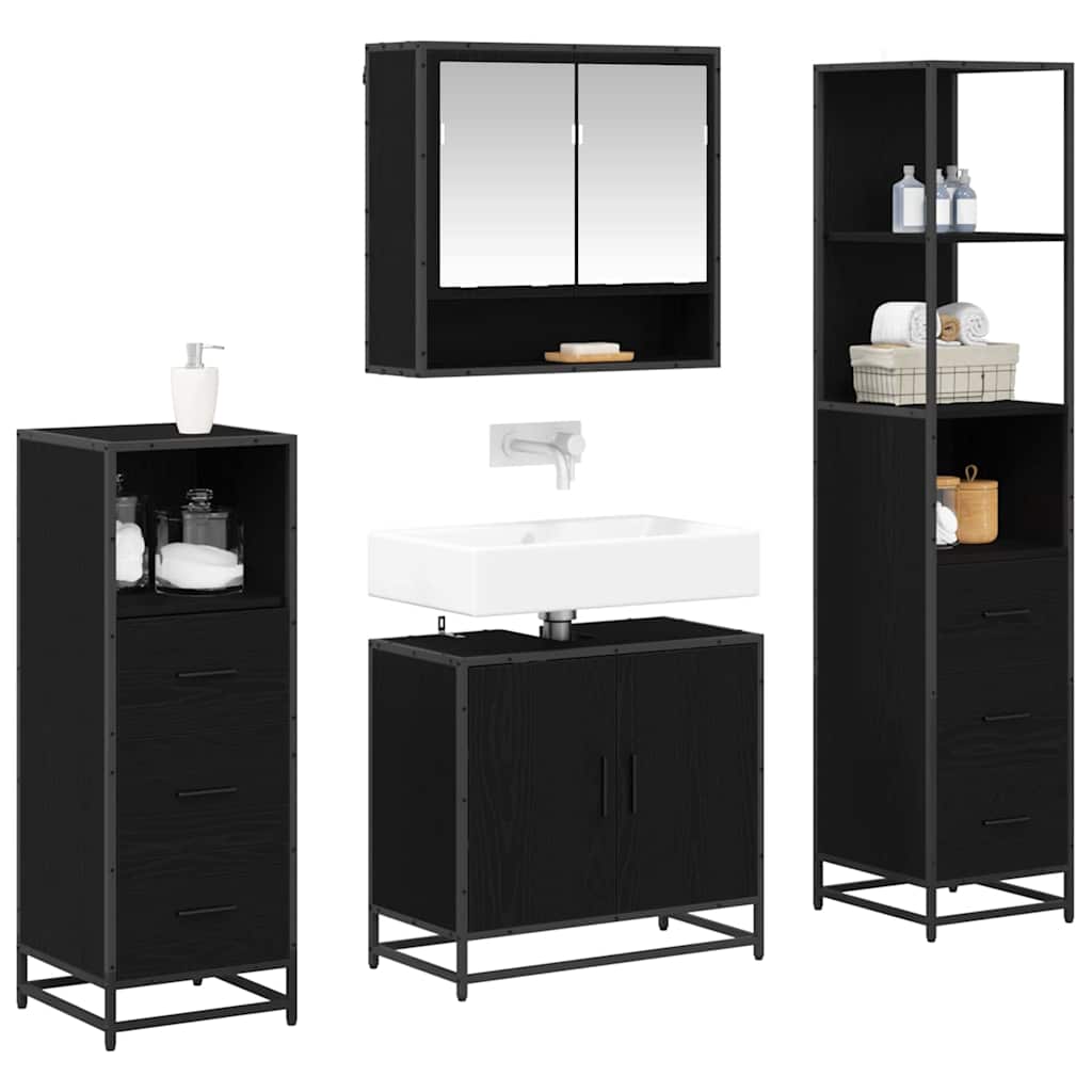 vidaXL Ensemble de mobilier de salle de bain 4 pcs Chêne noir - Image 3