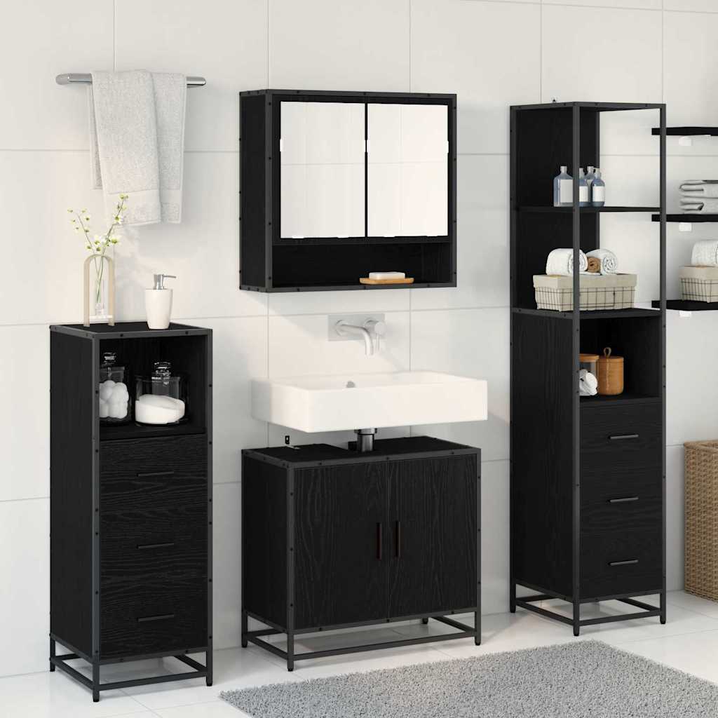 vidaXL Ensemble de mobilier de salle de bain 4 pcs Chêne noir - Image 4