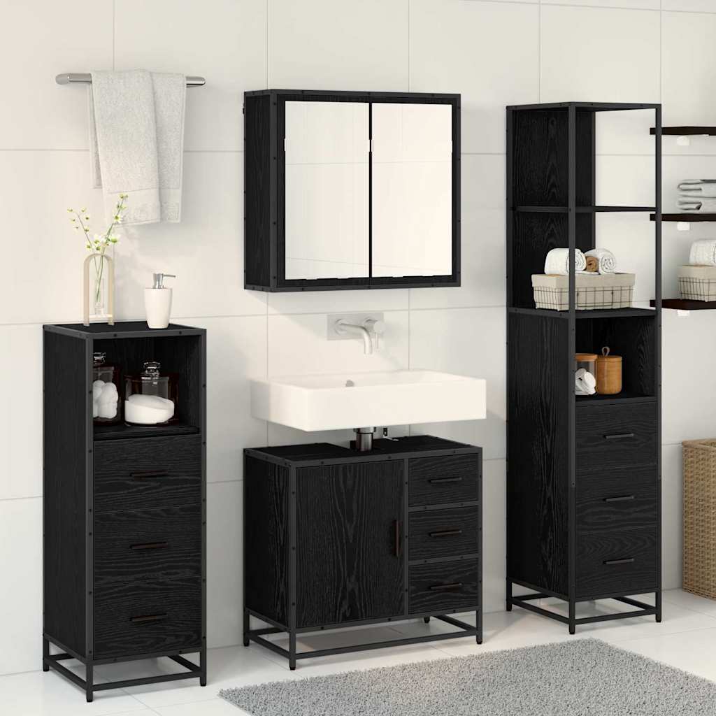 vidaXL Ensemble de mobilier de salle de bain 4 pcs Chêne noir - Image 4