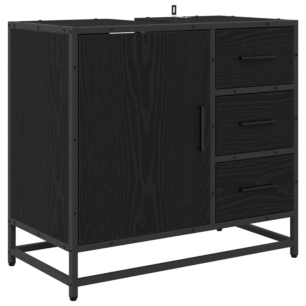 vidaXL Ensemble de mobilier de salle de bain 4 pcs Chêne noir - Image 6