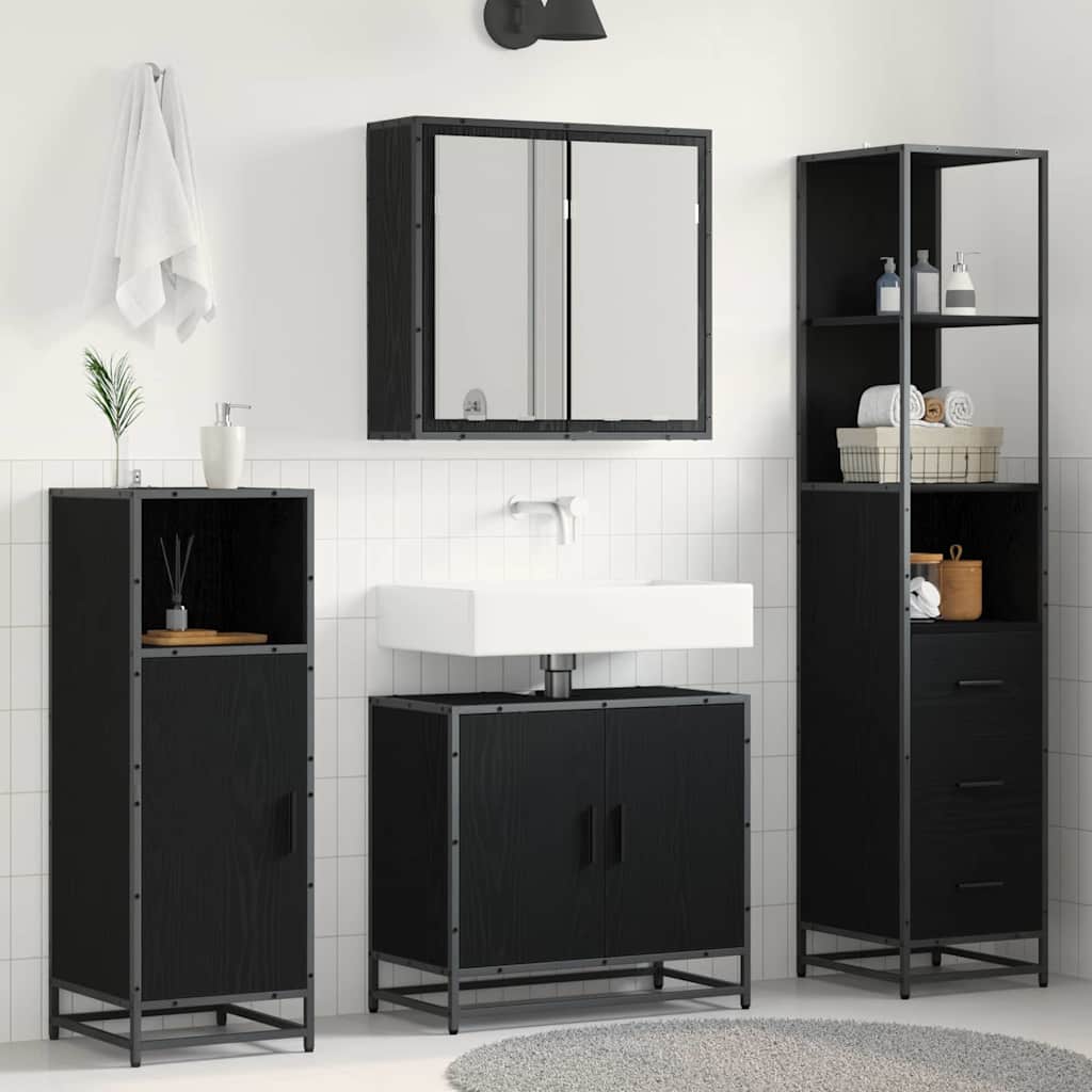 vidaXL Ensemble de mobilier de salle de bain 3 pcs Chêne noir
