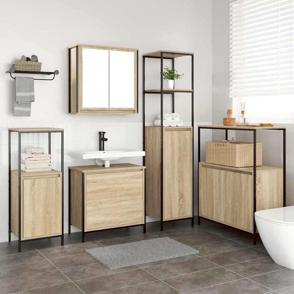 vidaXL Ensemble de mobilier de salle de bain avec étagère 5 pcs Beige